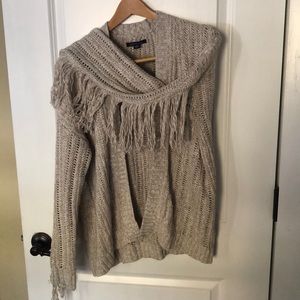 American Eagle beige fringe sweater